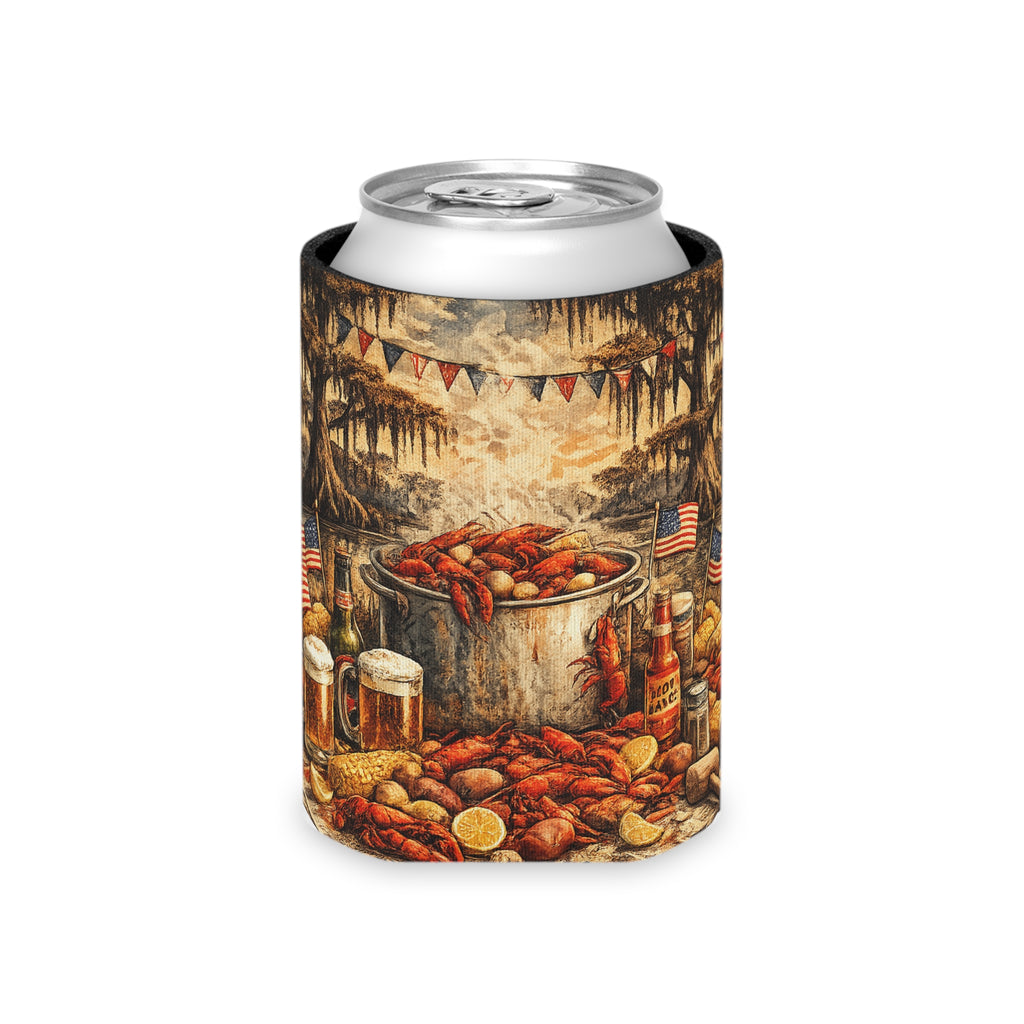 Patriotic Bayou Can Cooler – Fourth of July Crawfish Boil & Fireworks