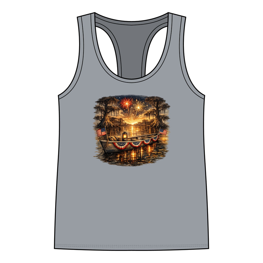 Fourth of July Bayou Fireworks Racerback Tank