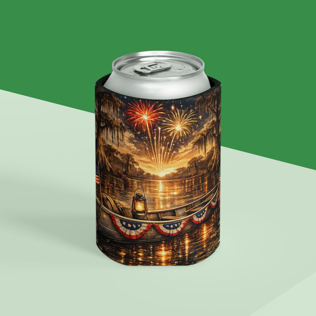 Patriotic Bayou Can Cooler – Fourth of July Crawfish Boil & Fireworks
