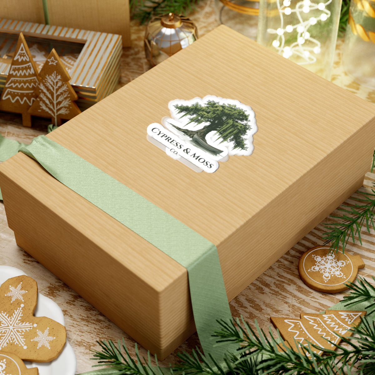 Cypress & Moss Kiss-Cut Sticker — Southern Cypress Tree Logo Decal