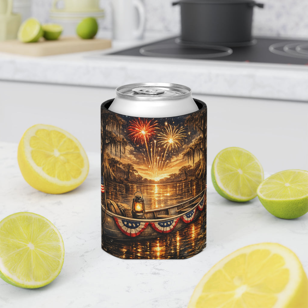 Patriotic Bayou Can Cooler – Fourth of July Crawfish Boil & Fireworks