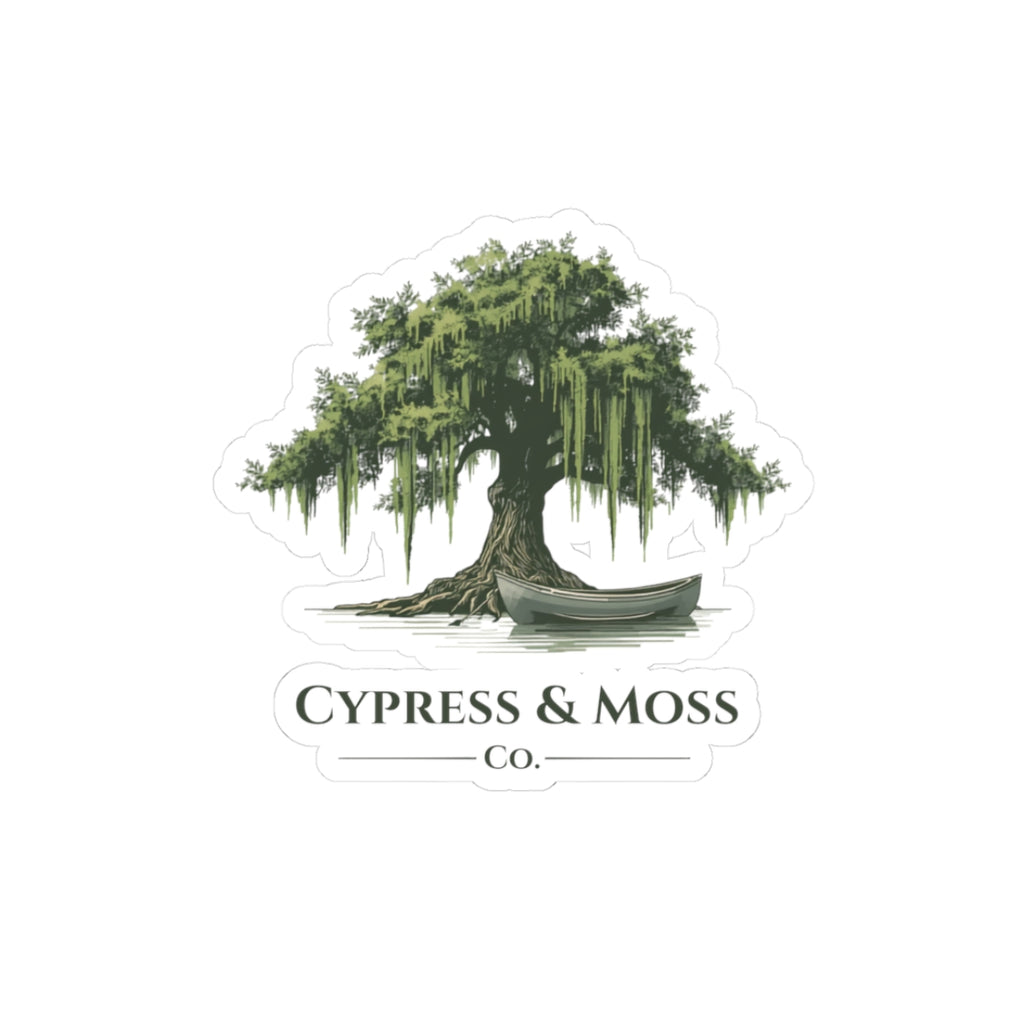 Cypress & Moss Kiss-Cut Sticker — Southern Cypress Tree Logo Decal