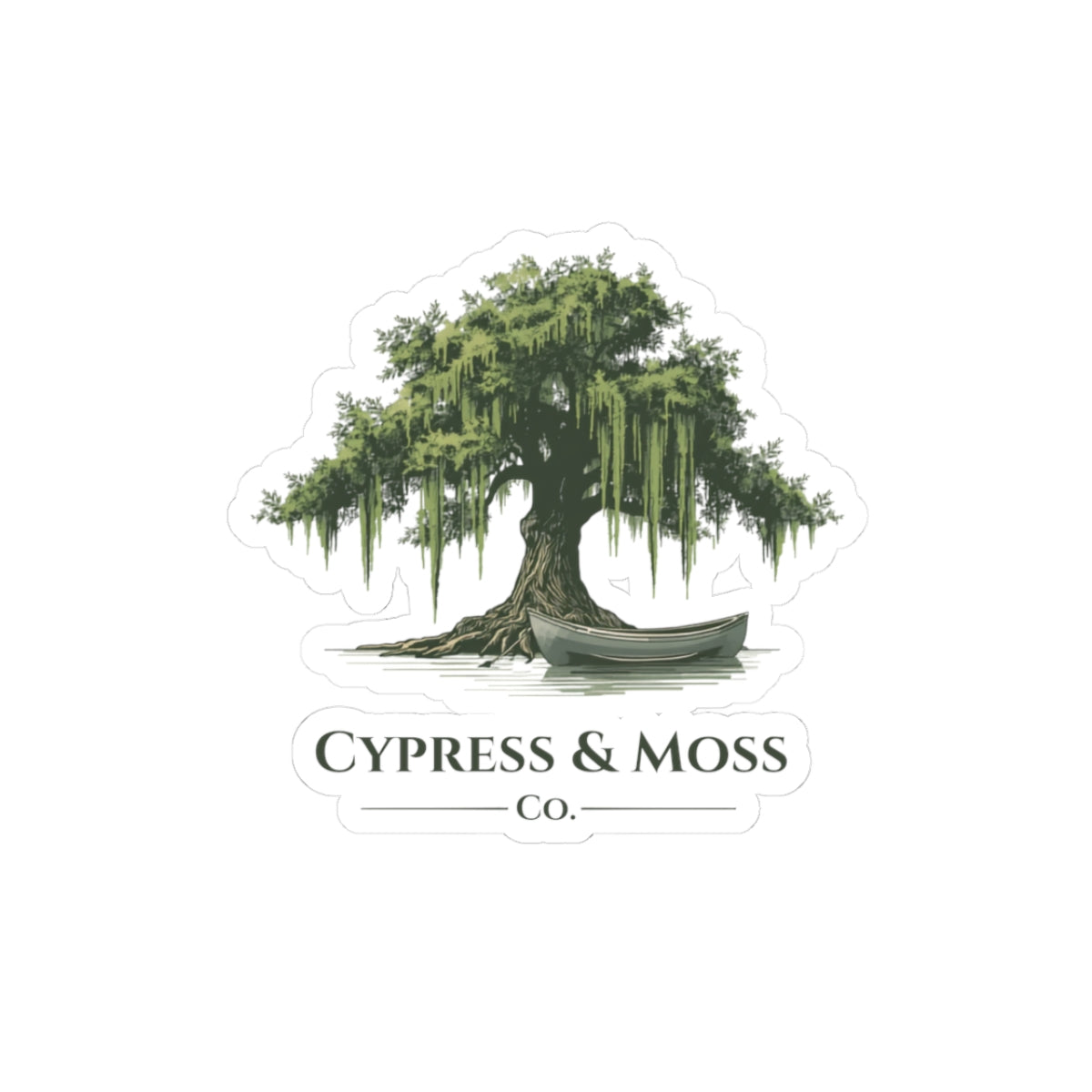 Cypress & Moss Kiss-Cut Sticker — Southern Cypress Tree Logo Decal