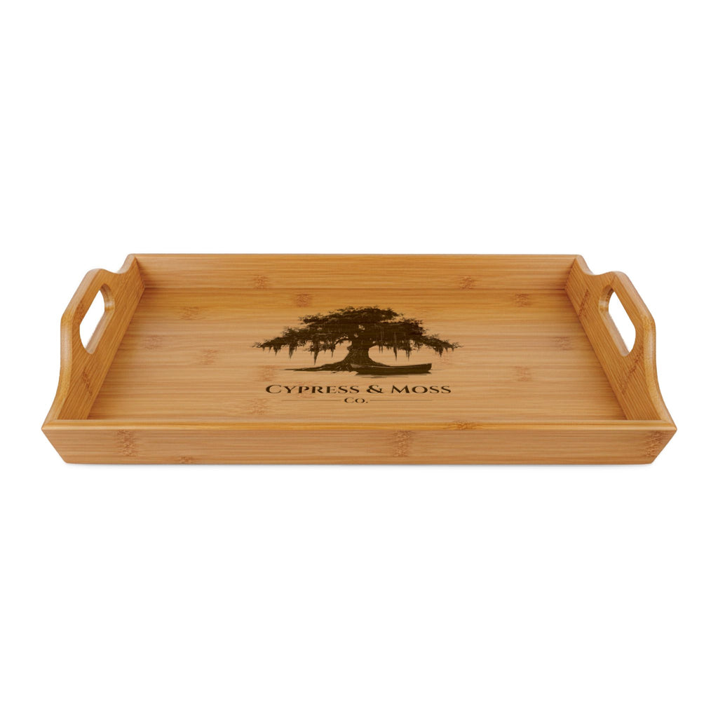 Engraved Bamboo Serving Tray — Cypress & Moss Tree Design