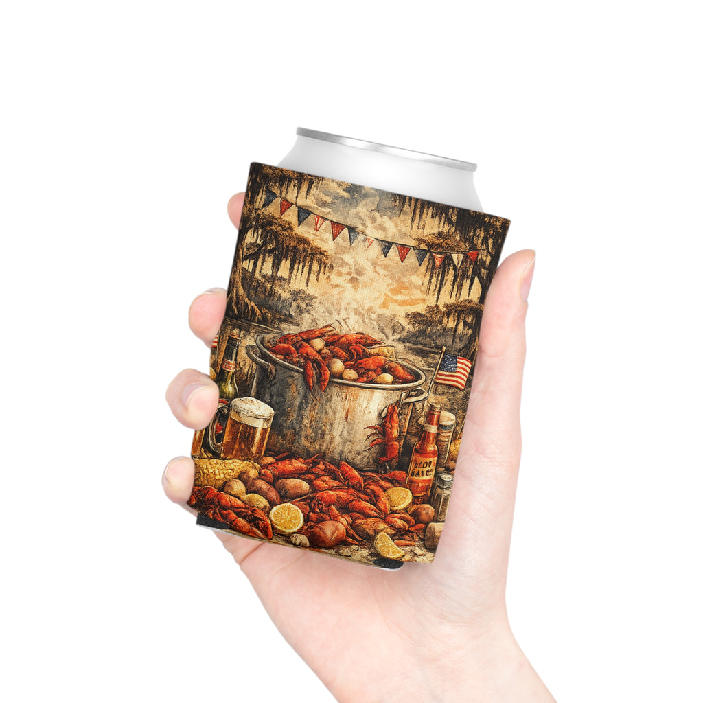 Patriotic Bayou Can Cooler – Fourth of July Crawfish Boil & Fireworks