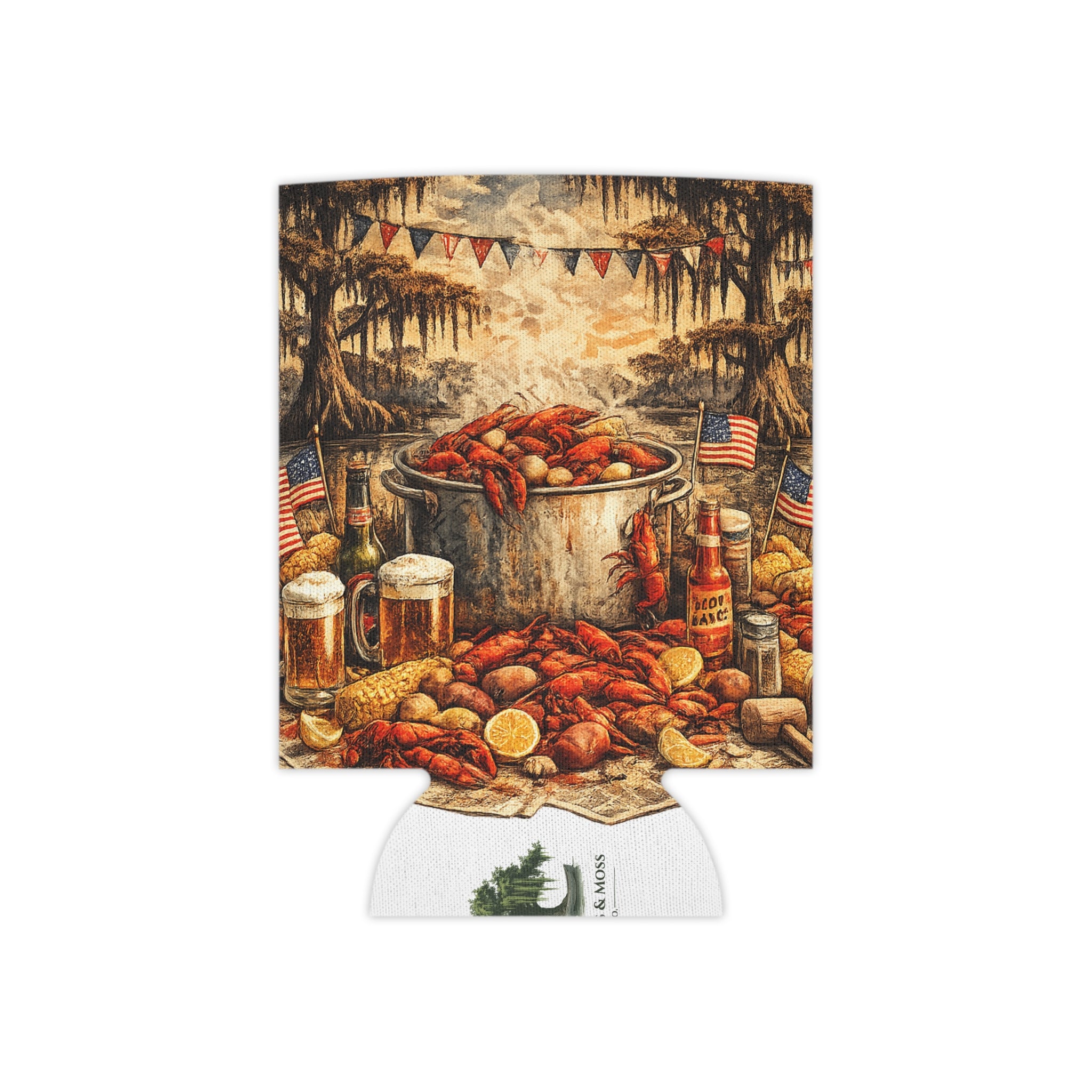Patriotic Bayou Can Cooler – Fourth of July Crawfish Boil & Fireworks